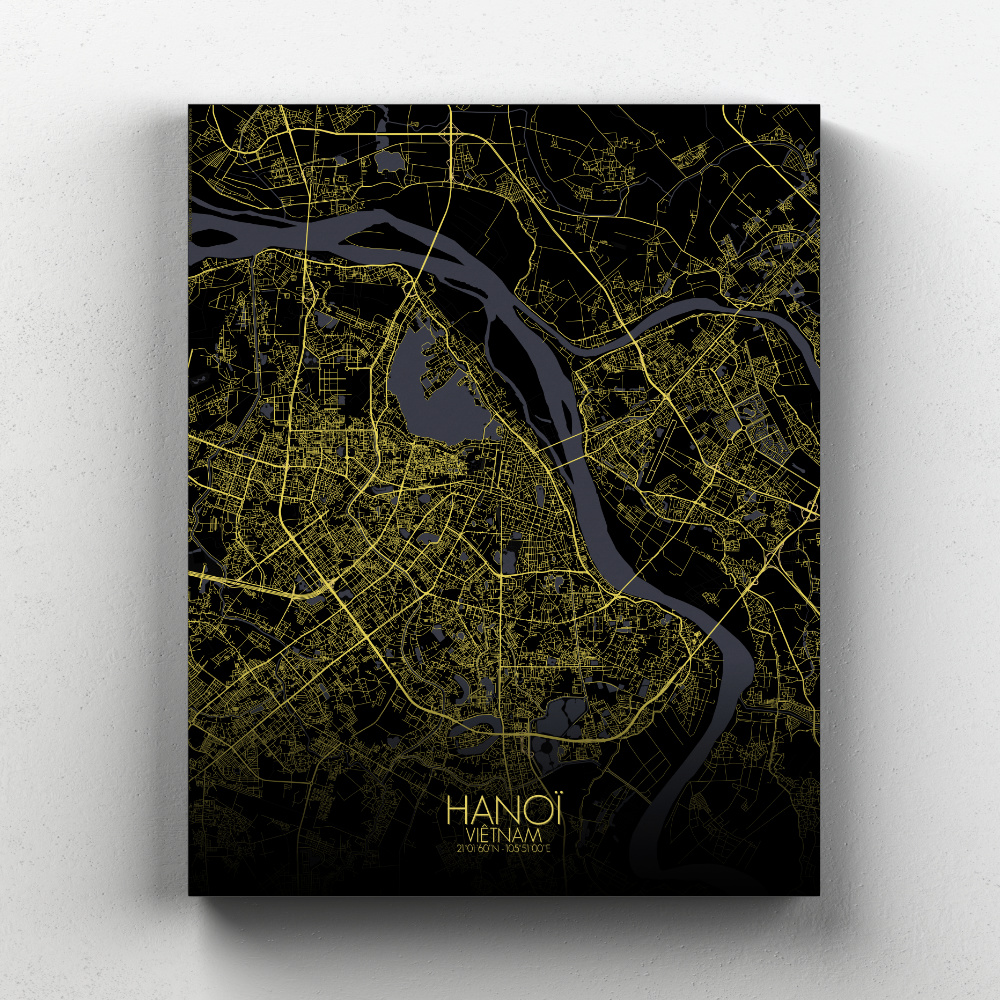 Hanoi sur toile city map nuit