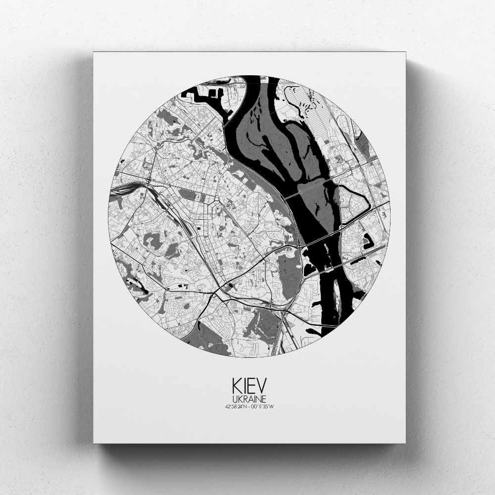 Kiev sur toile city map rond