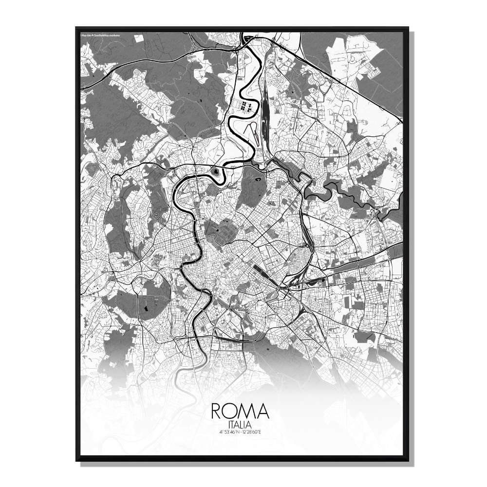 Rome carte ville city map n&b