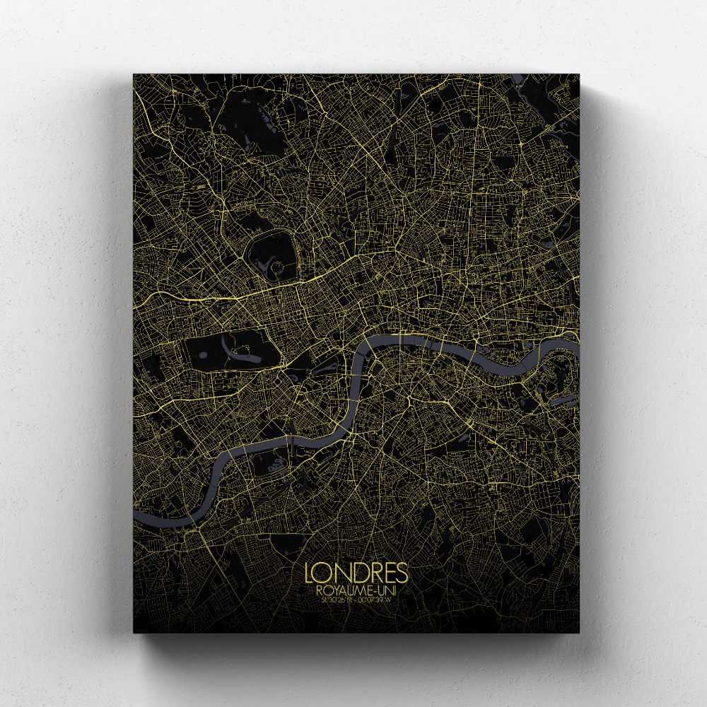 Londres sur toile city map nuit