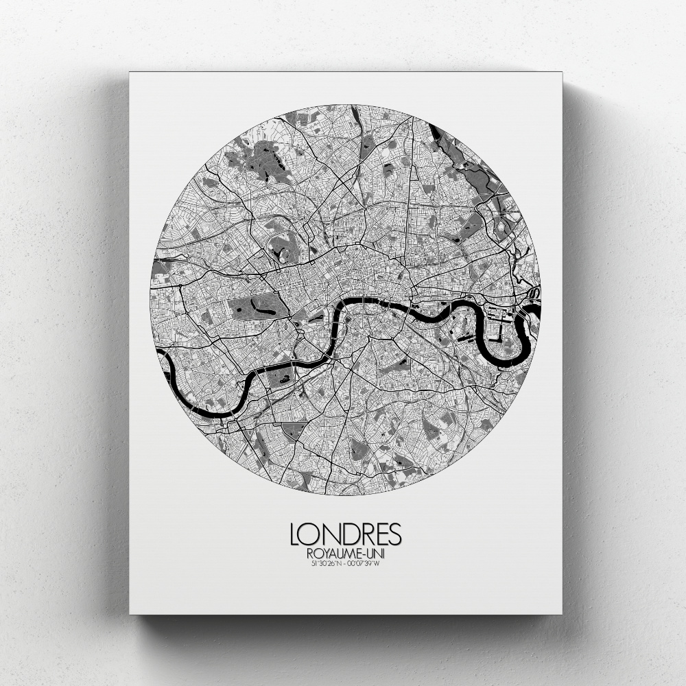 Londres sur toile city map rond