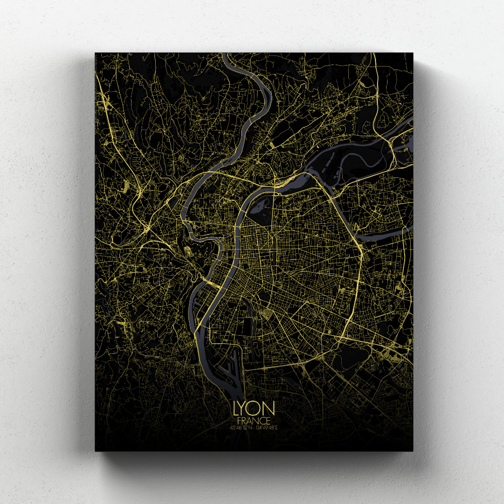 Lyon sur toile city map nuit