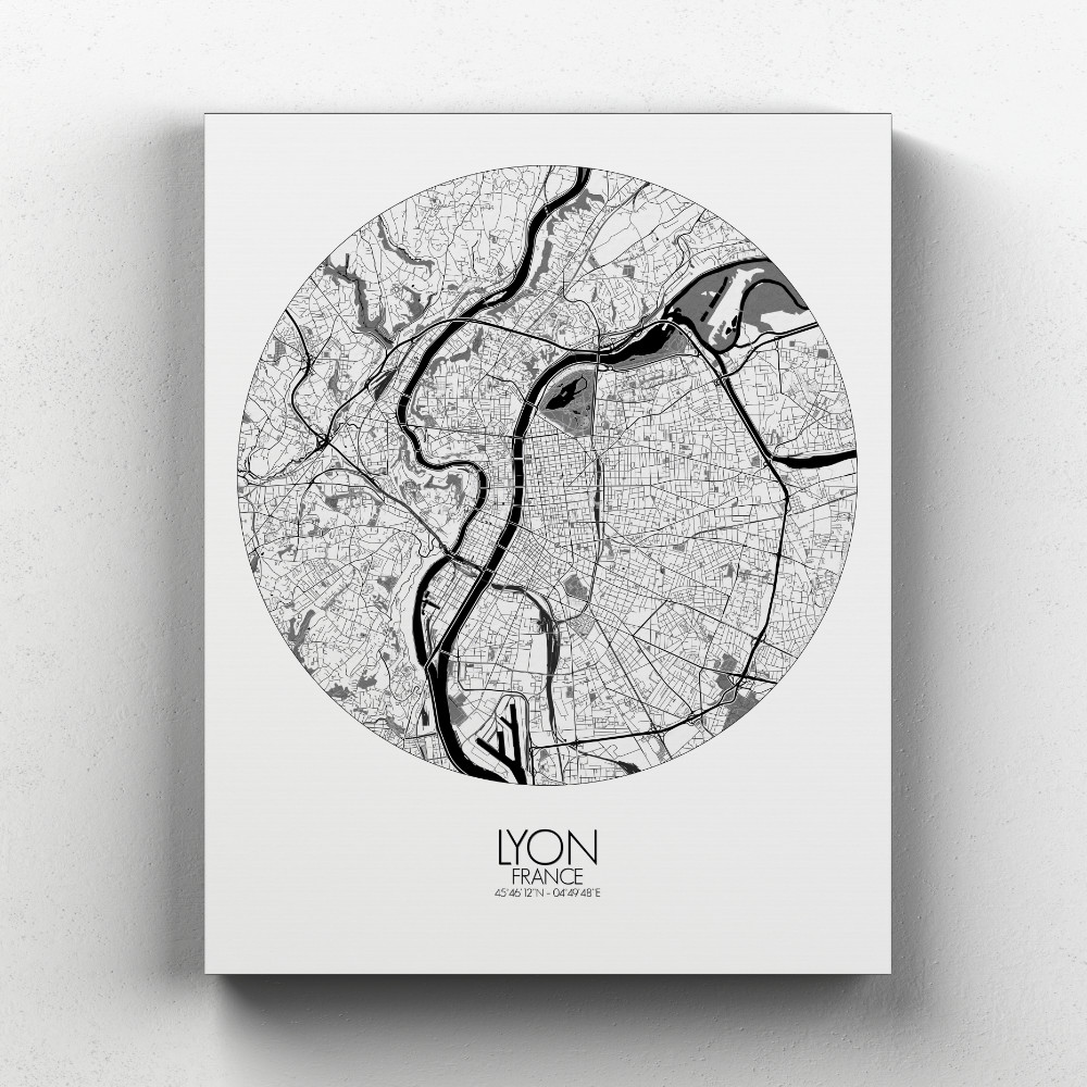 Lyon sur toile city map rond