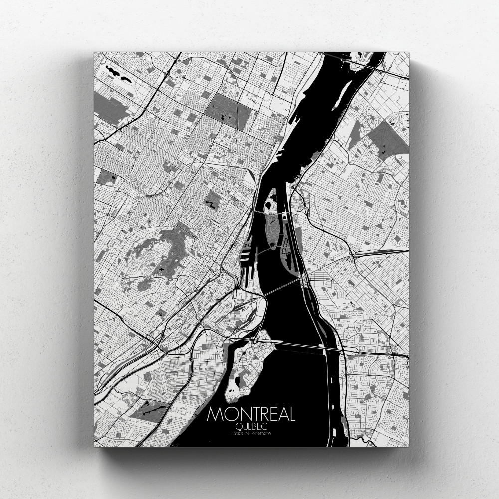 Montreal sur toile city map n&b
