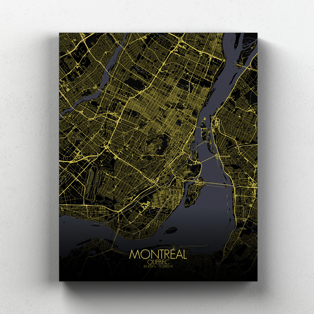 Montreal sur toile city map nuit