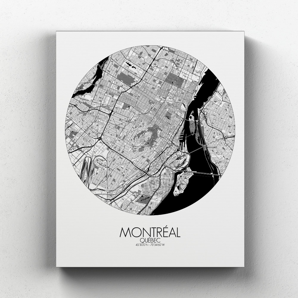 Montreal sur toile city map rond