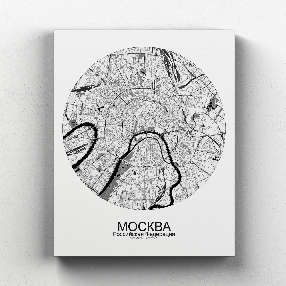 Moscou sur toile city map rond