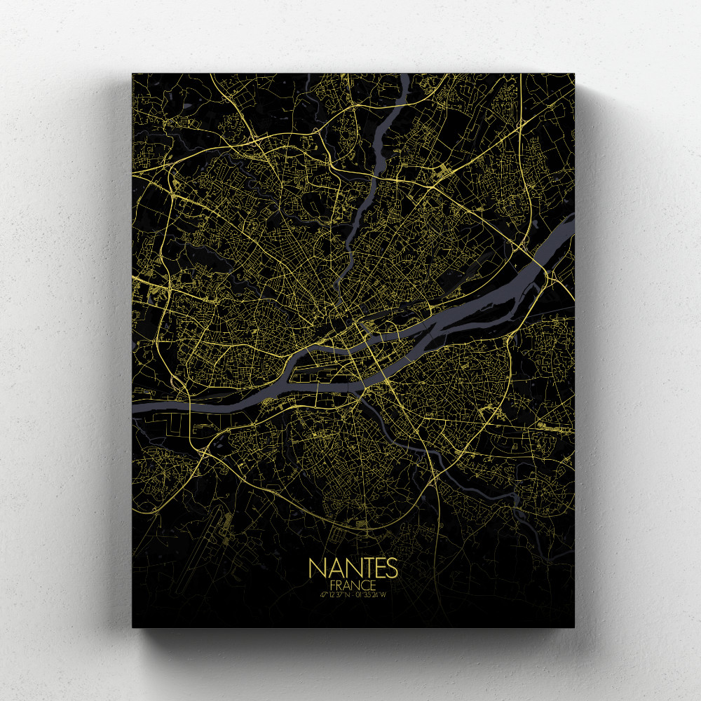 Nantes sur toile city map nuit
