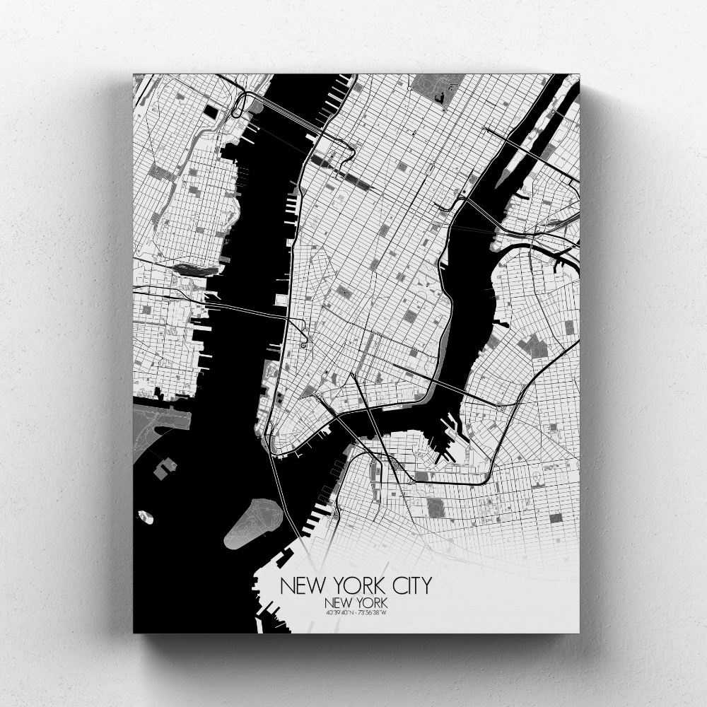 New york sur toile city map n&b