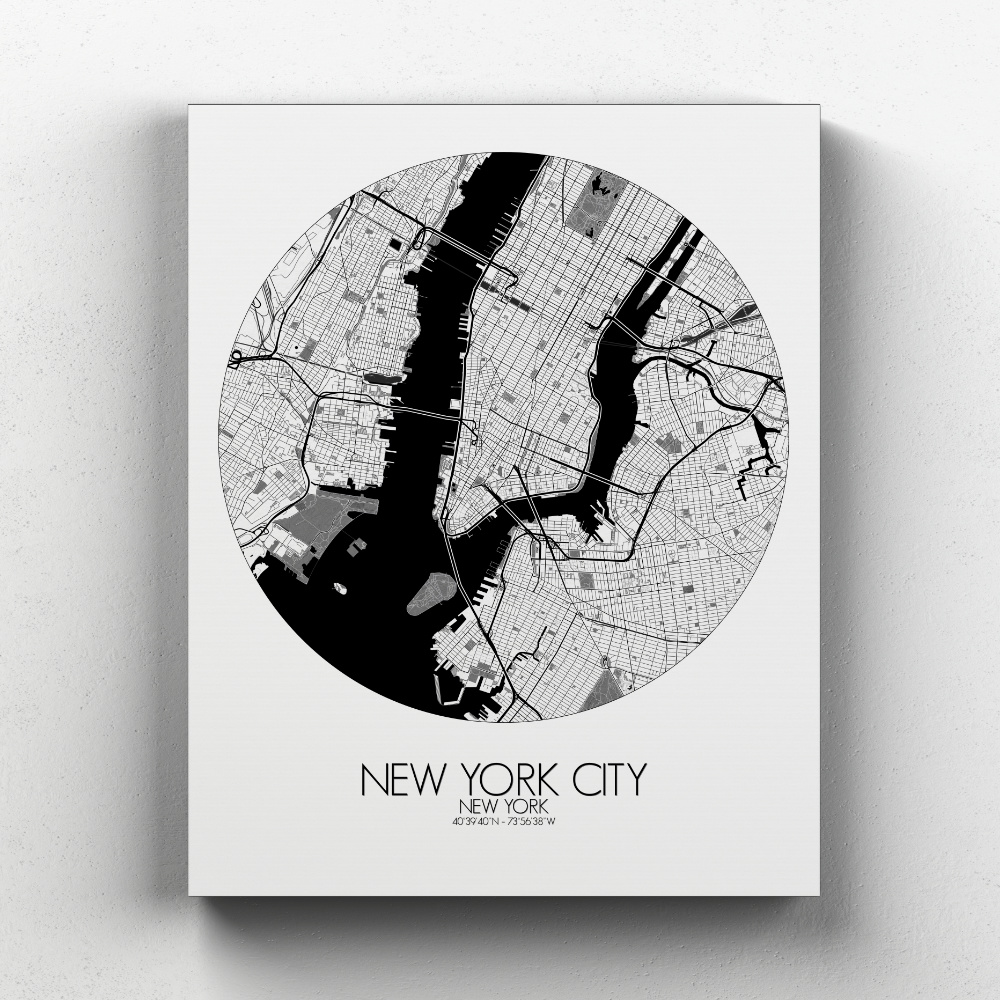 New york sur toile city map rond