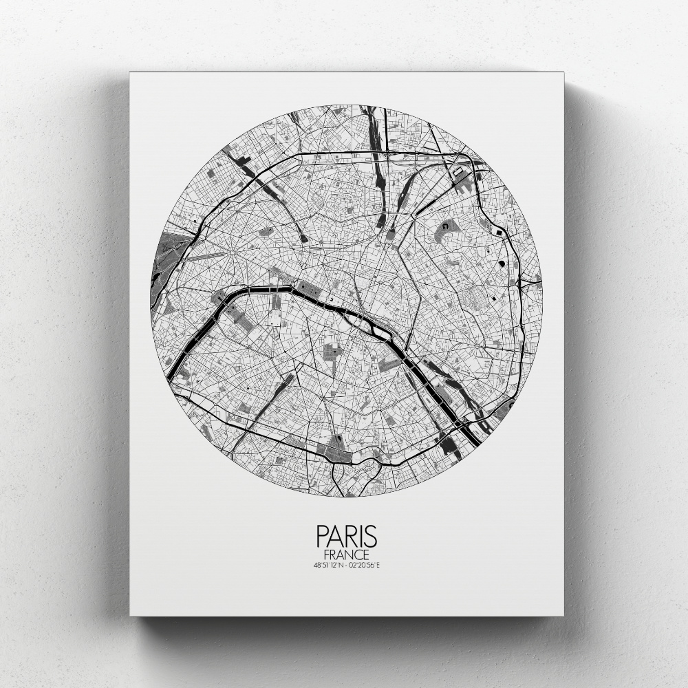 Paris sur toile city map rond