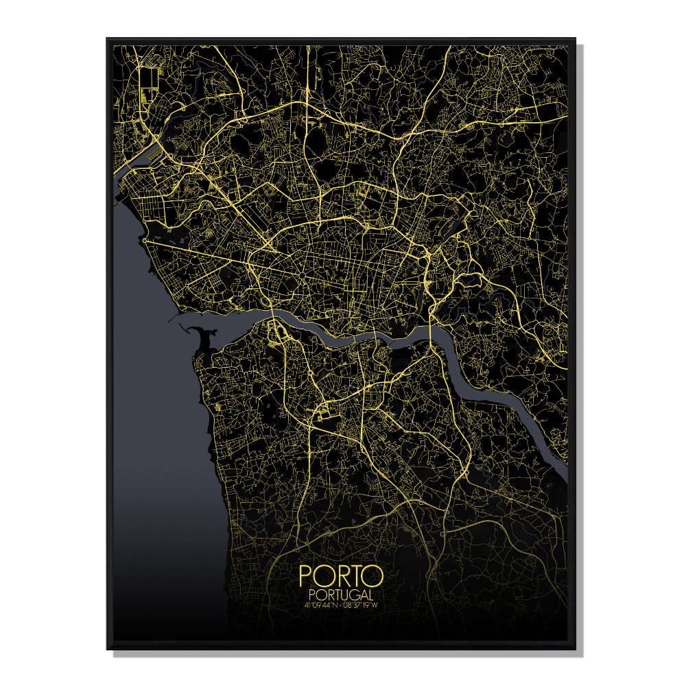 Porto carte ville city map nuit