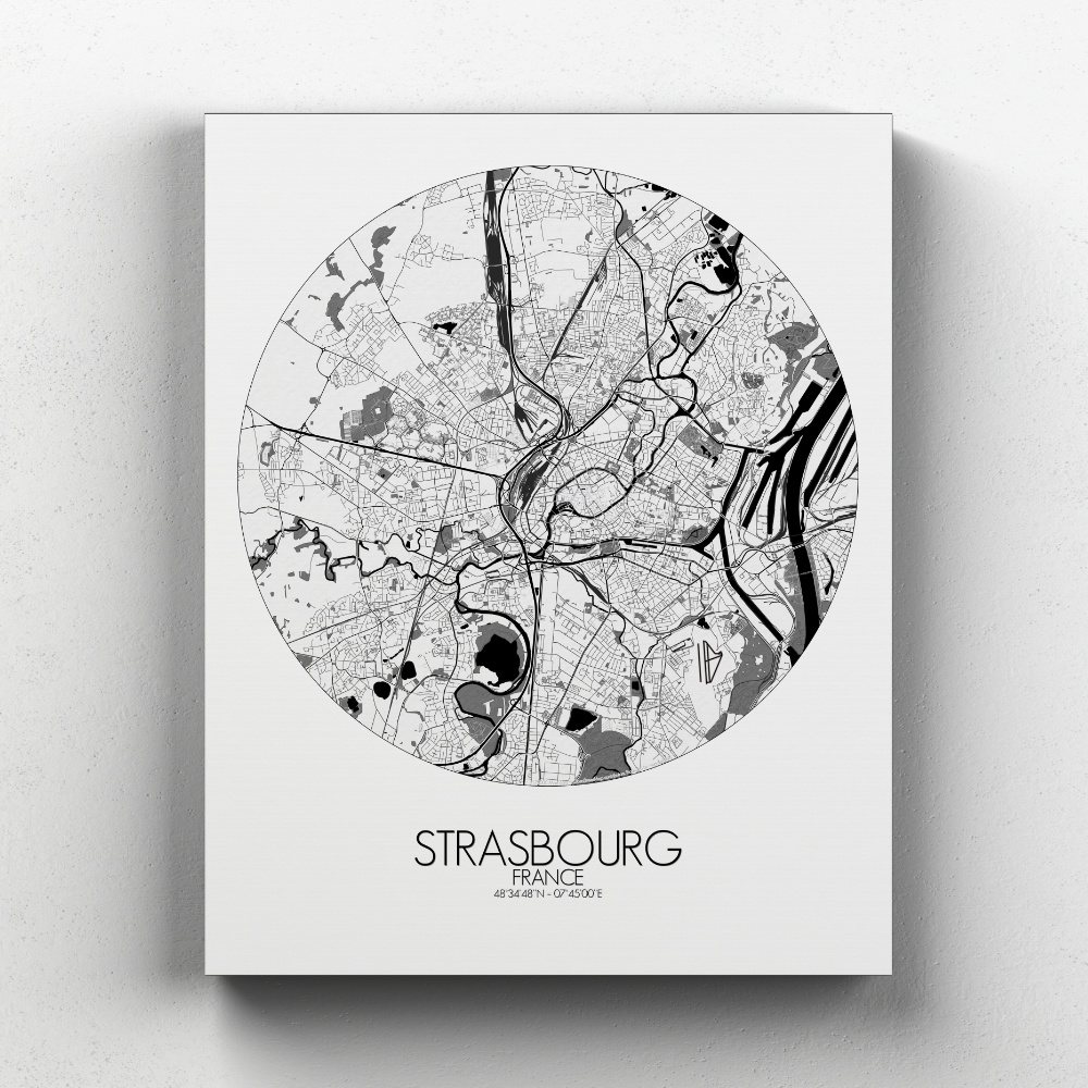 Strasbourg sur toile city map rond
