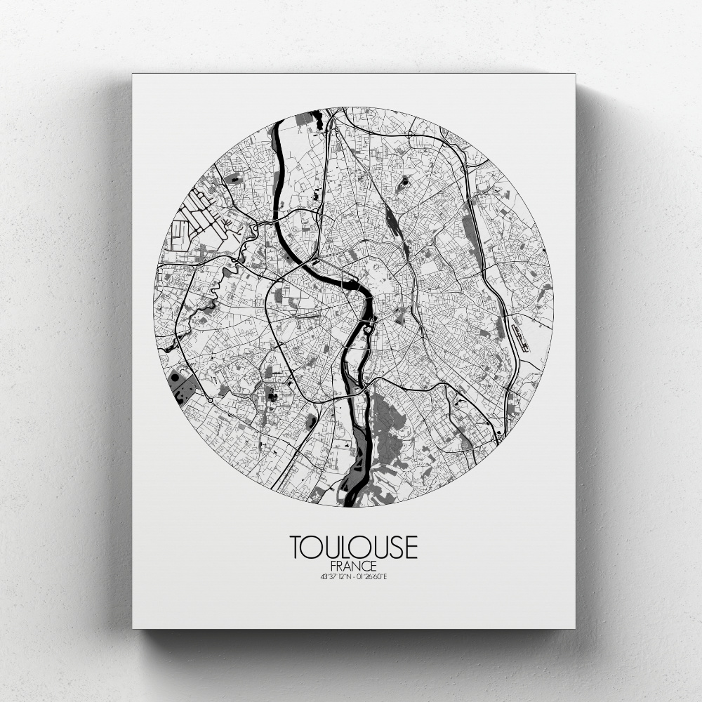 Toulouse sur toile city map rond