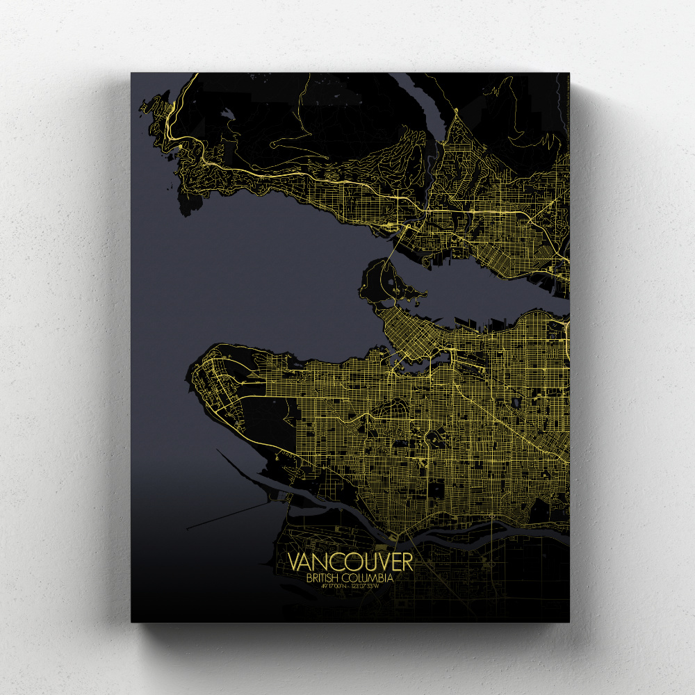 Vancouver sur toile city map nuit