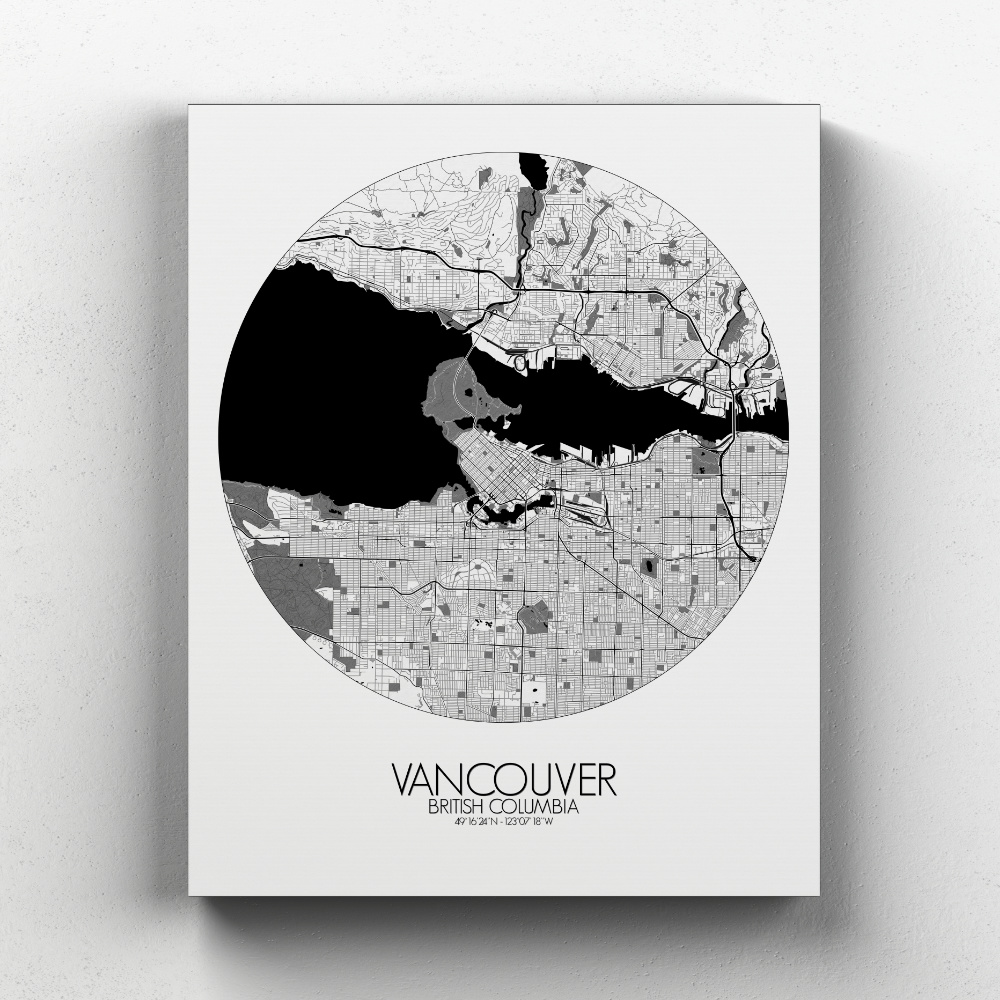 Vancouver sur toile city map rond
