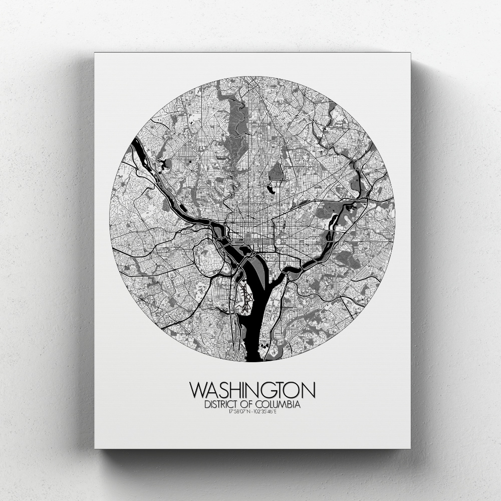 Washington sur toile city map rond