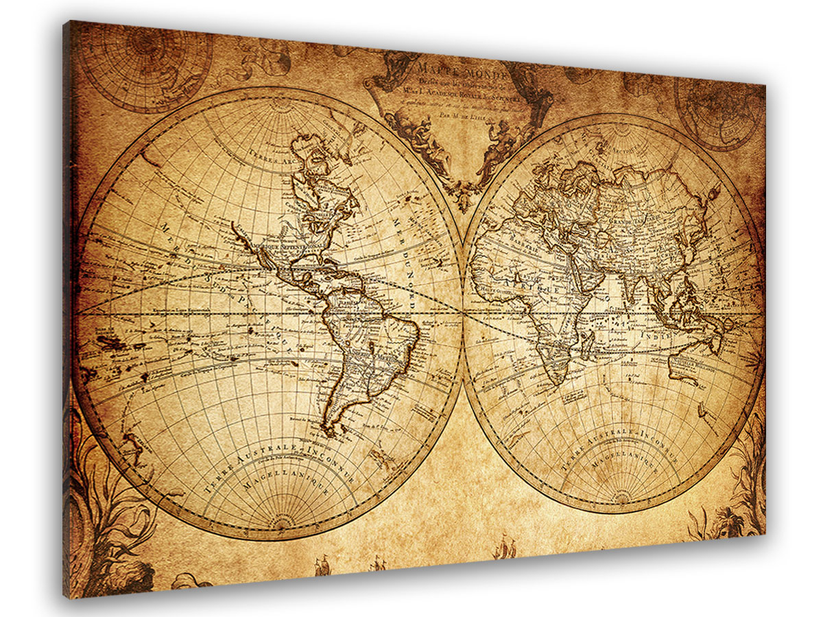Toile mappemonde ancienne