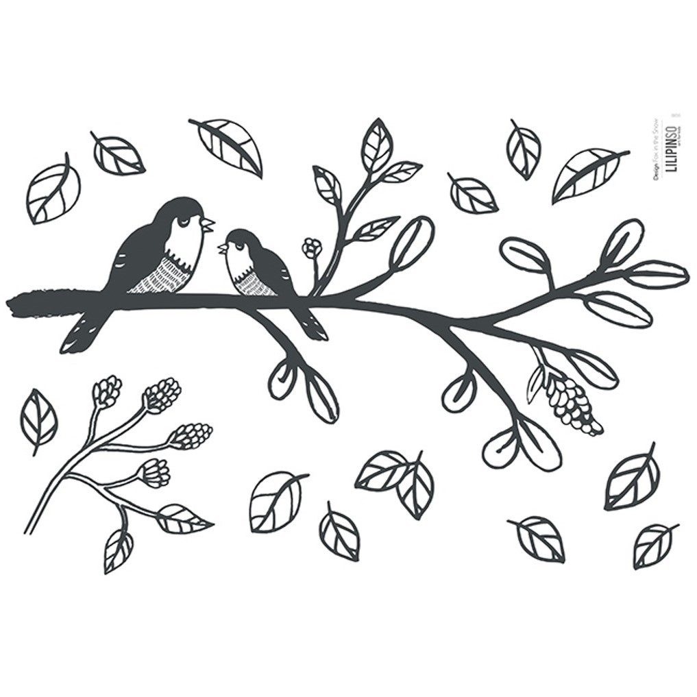 Stickers oiseaux sur branche - 30x42 cm