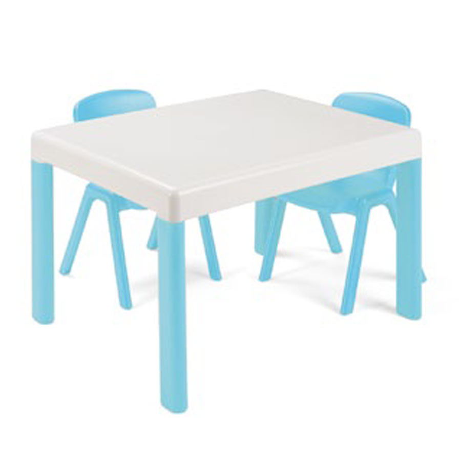 Table enfant bleue + 2 chaises