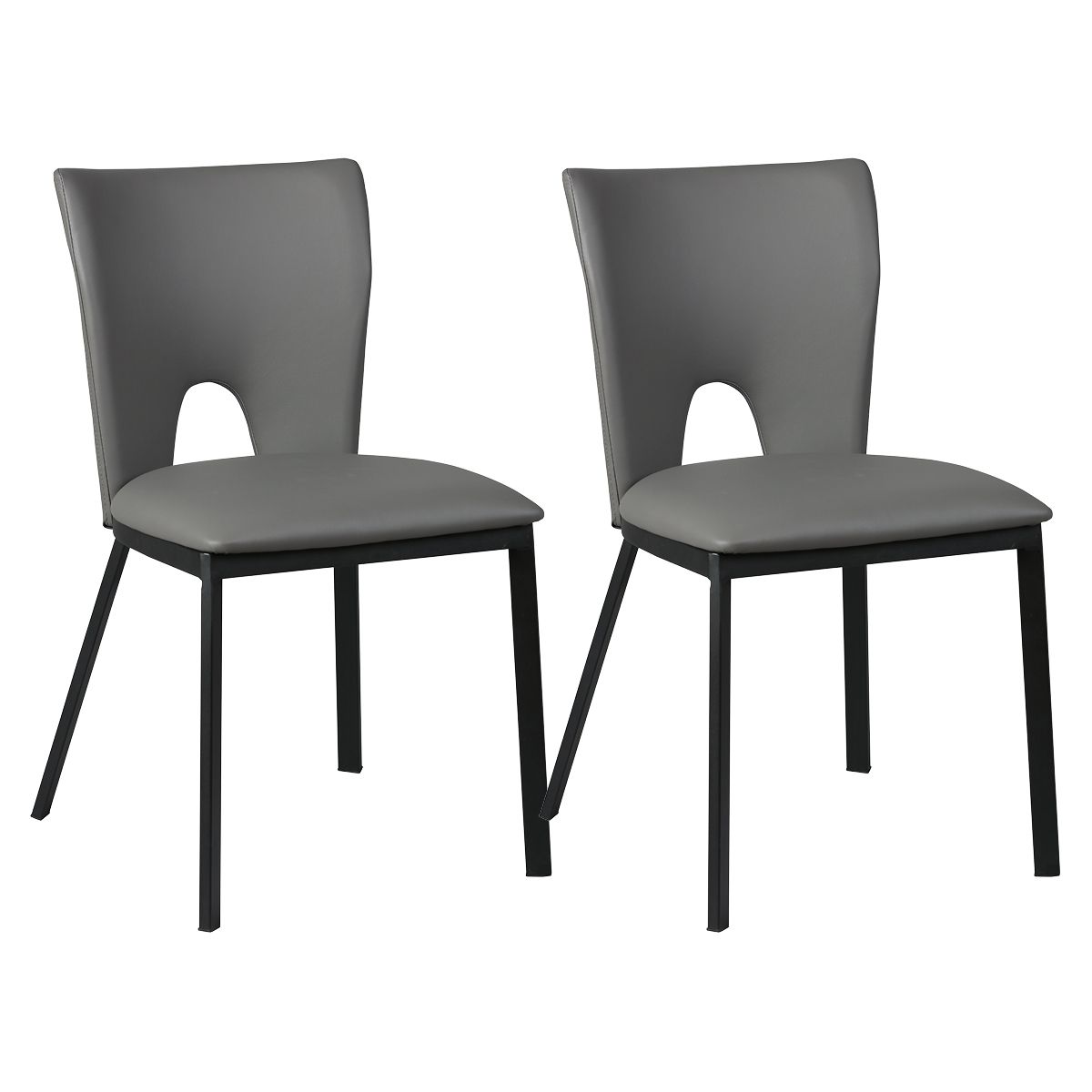 Lot de 2 chaises grises métal et simili