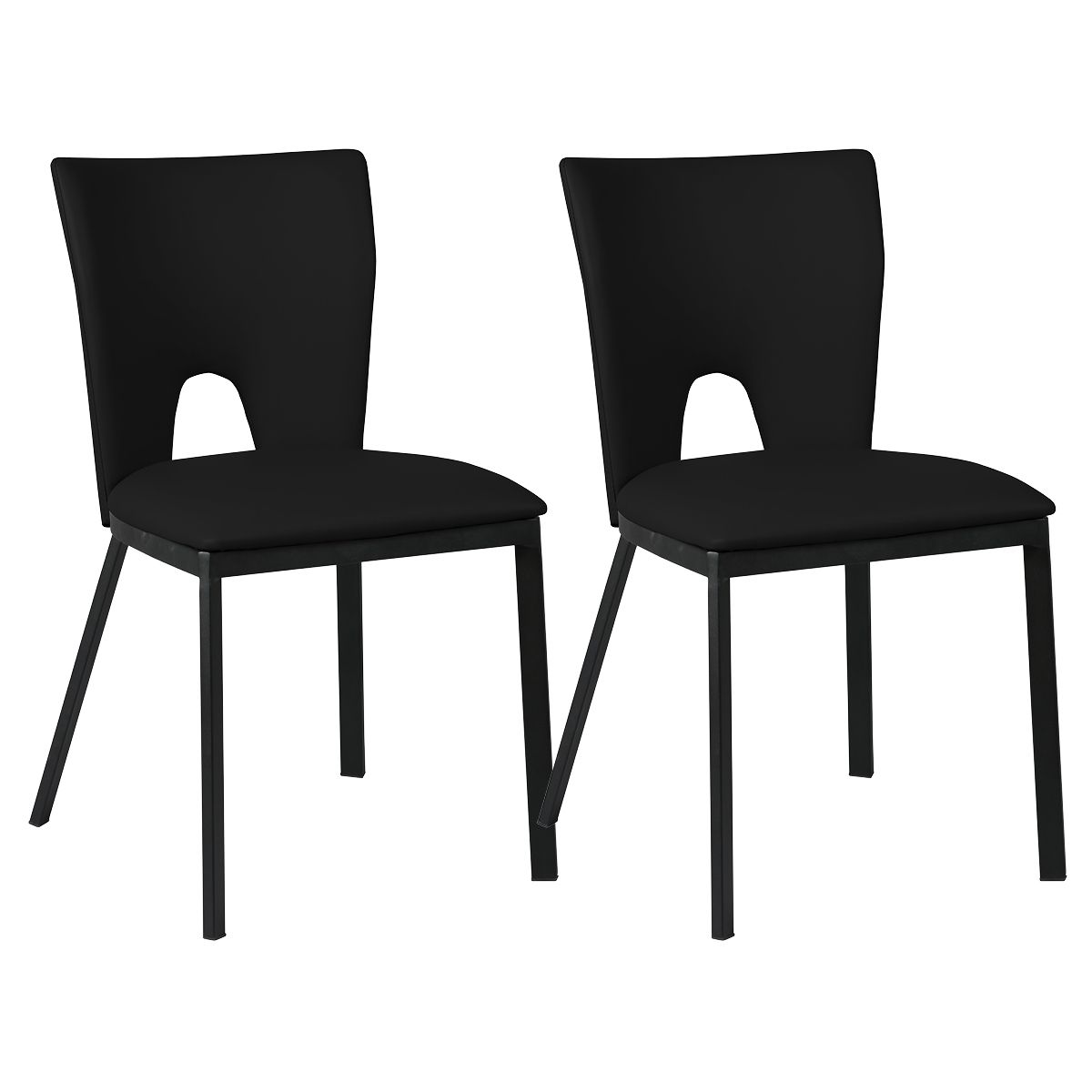 Lot de 2 chaises noires métal et simili