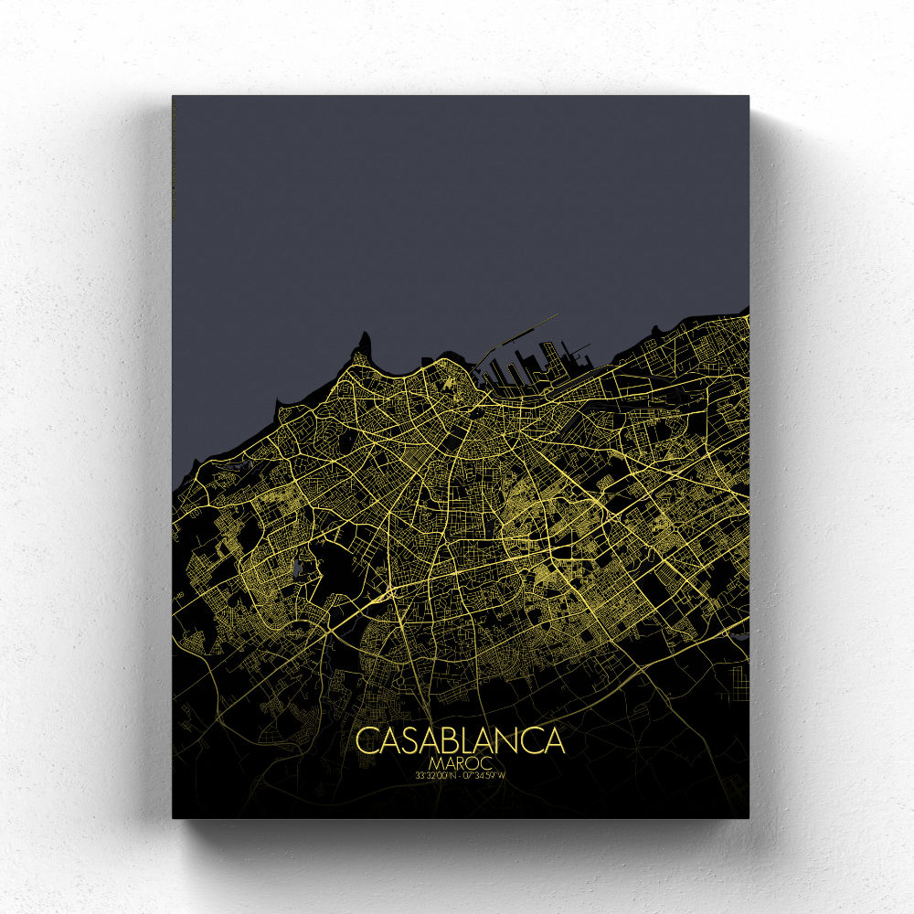 Casablanca sur toile city map nuit