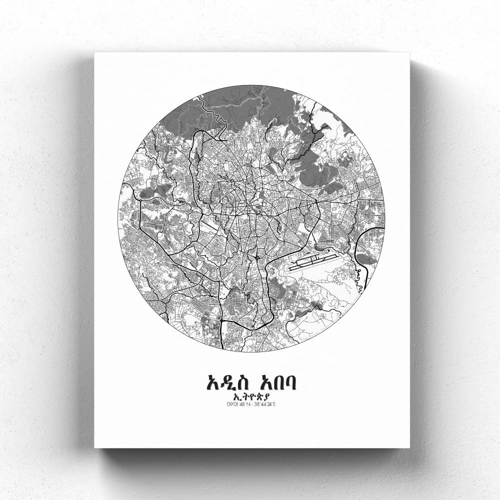 Addis-ababa sur toile city map rond