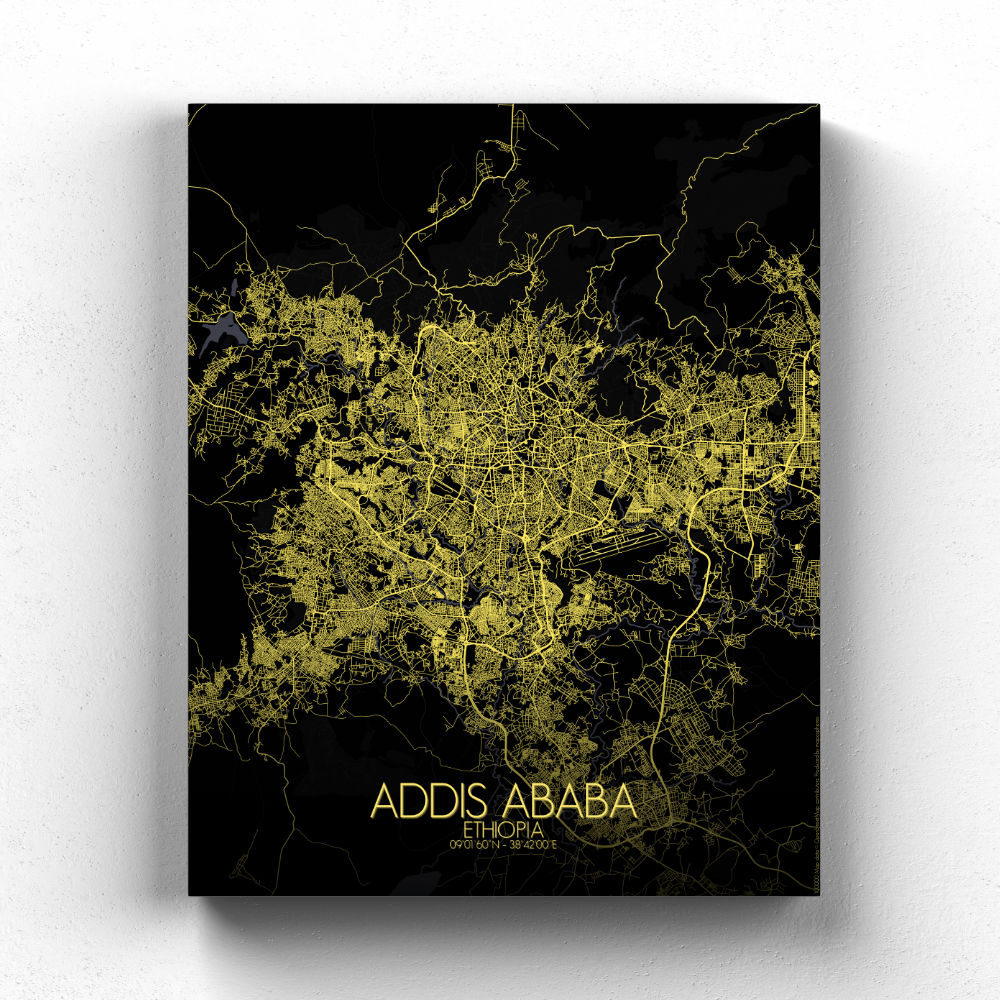 Addis-ababa sur toile city map nuit