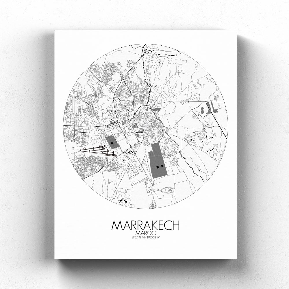 Marrakech sur toile city map rond