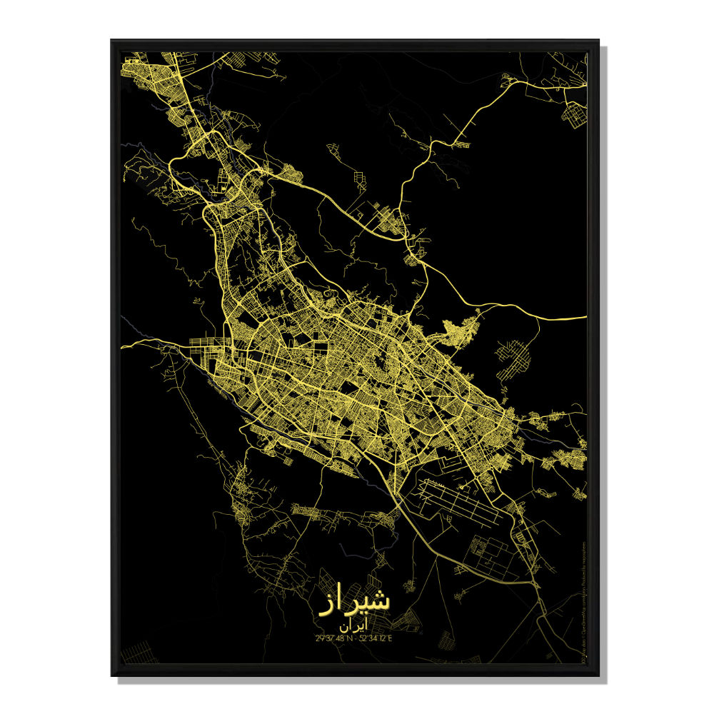 Shiraz carte ville city map nuit