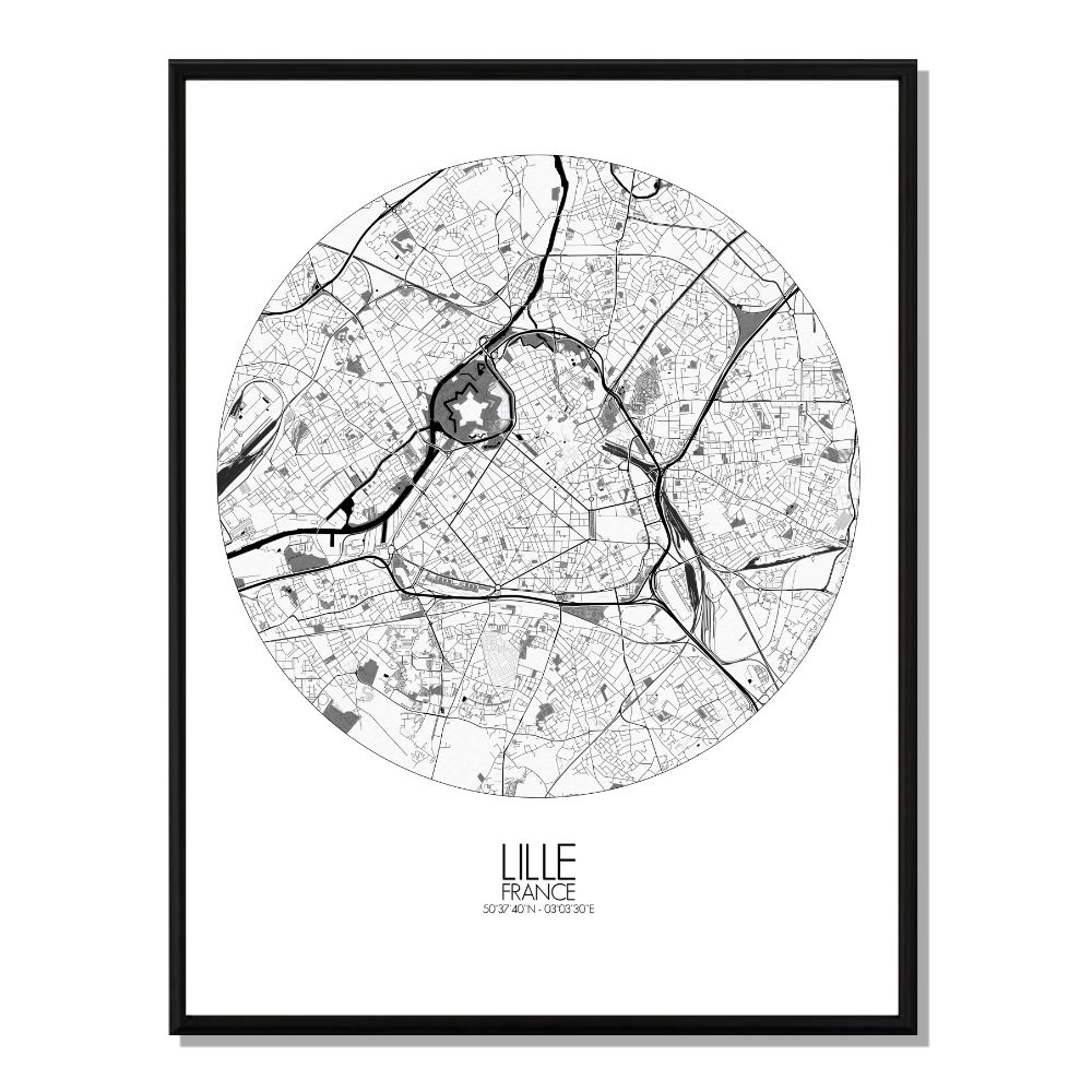 Lille carte ville city map rond