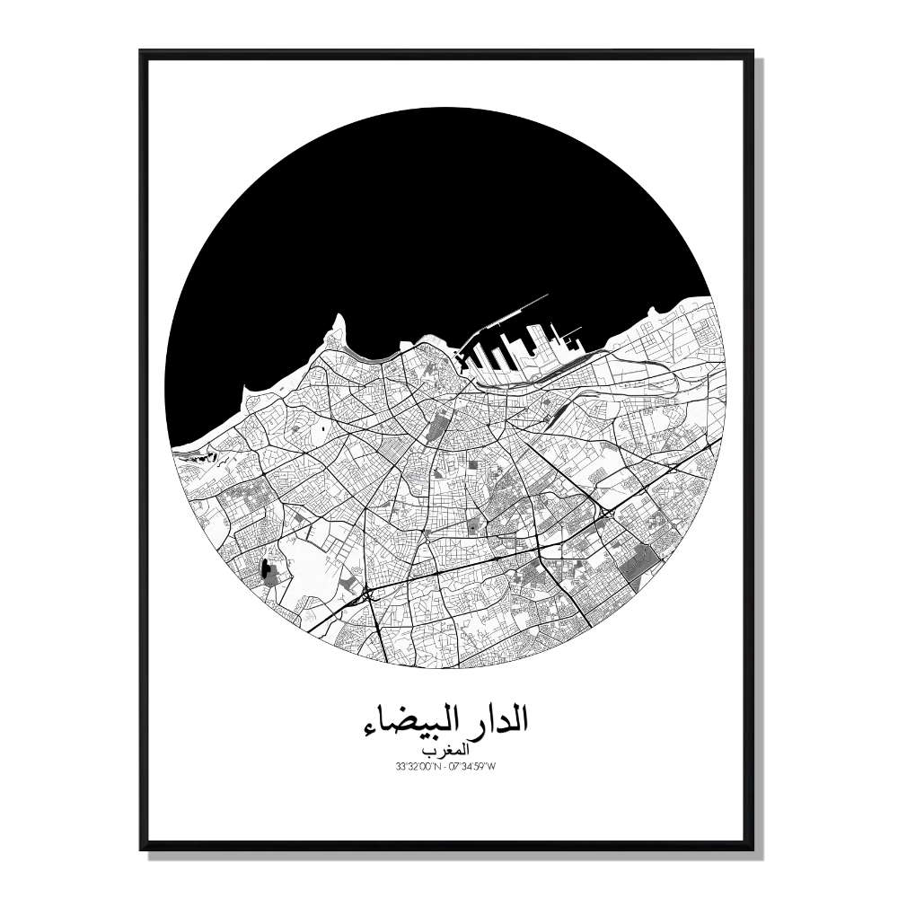Casablanca carte ville city map rond