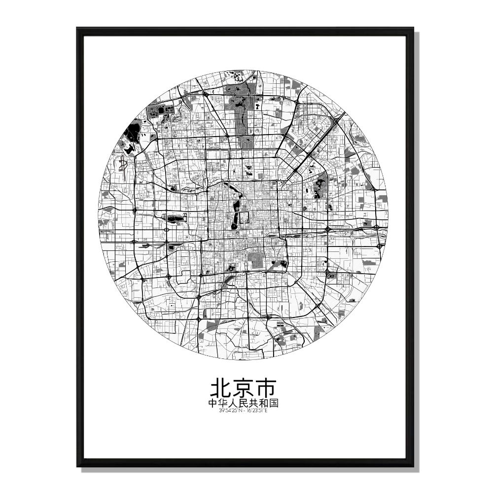 Beijing carte ville city map rond