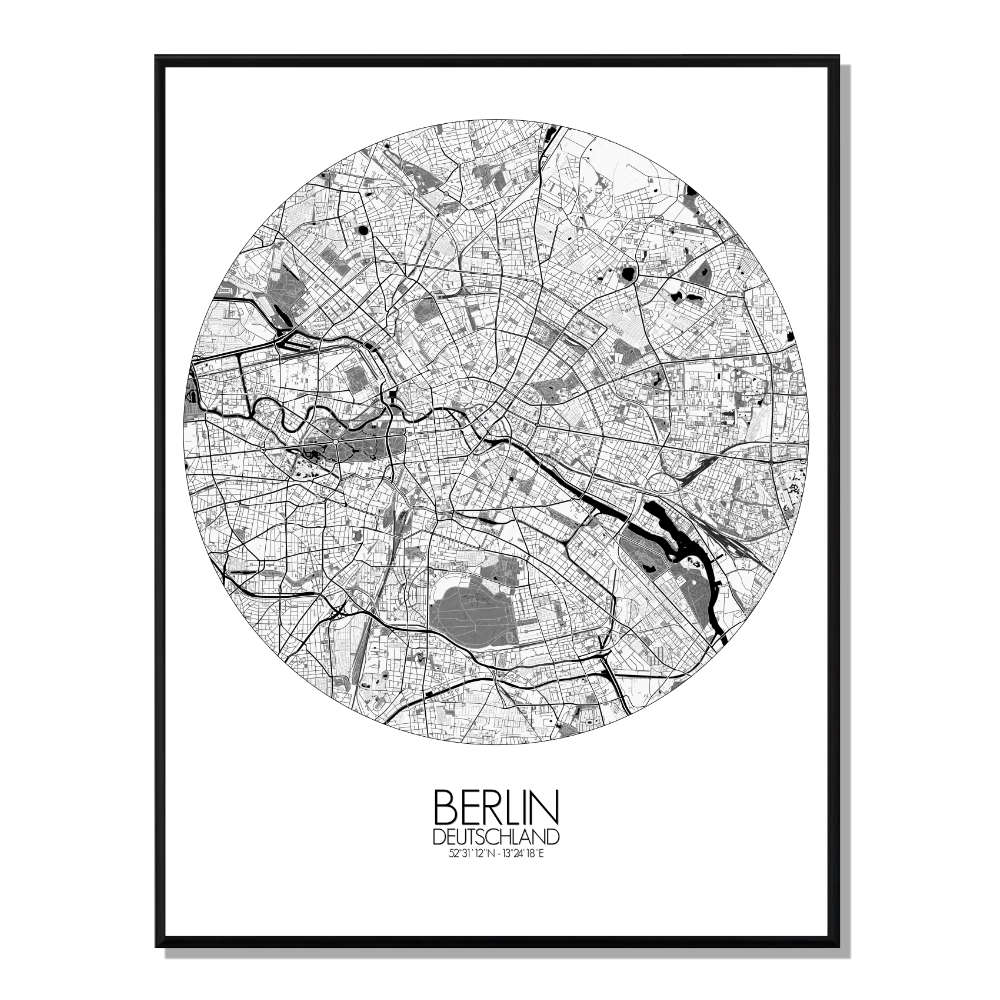 Berlin carte ville city map rond