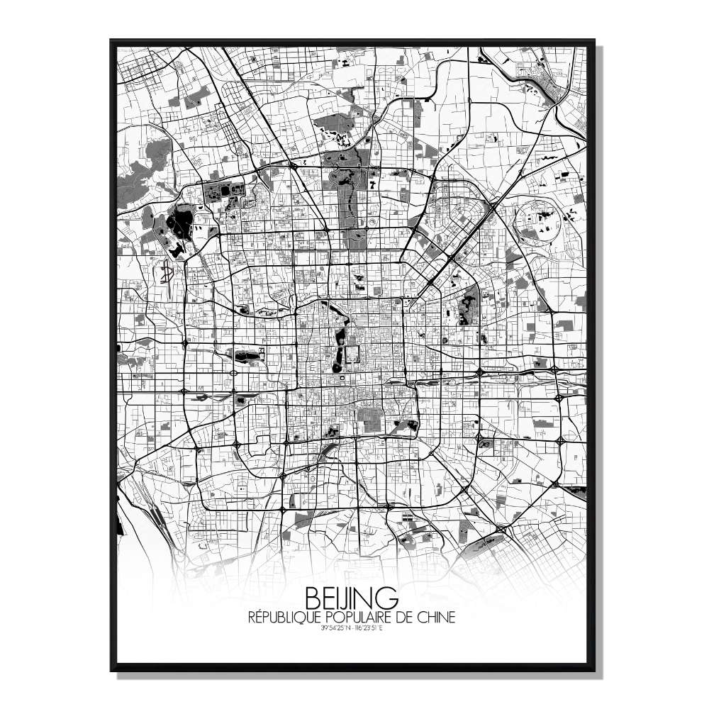 Beijing carte ville city map n&b