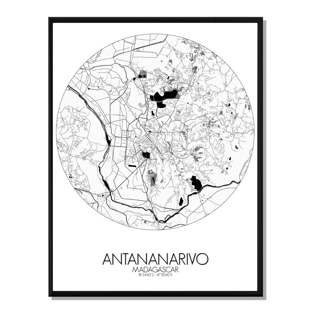Antananarivo carte ville city map rond