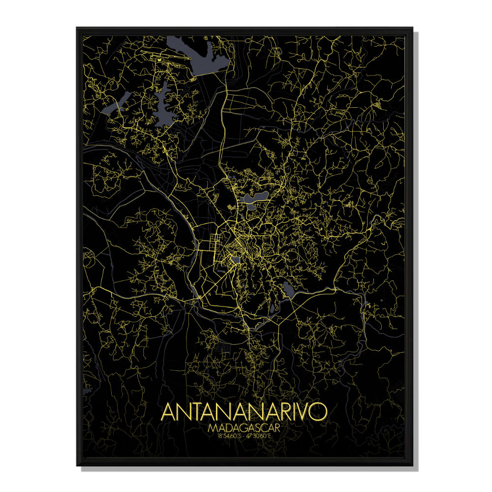 Antananarivo carte ville city map nuit