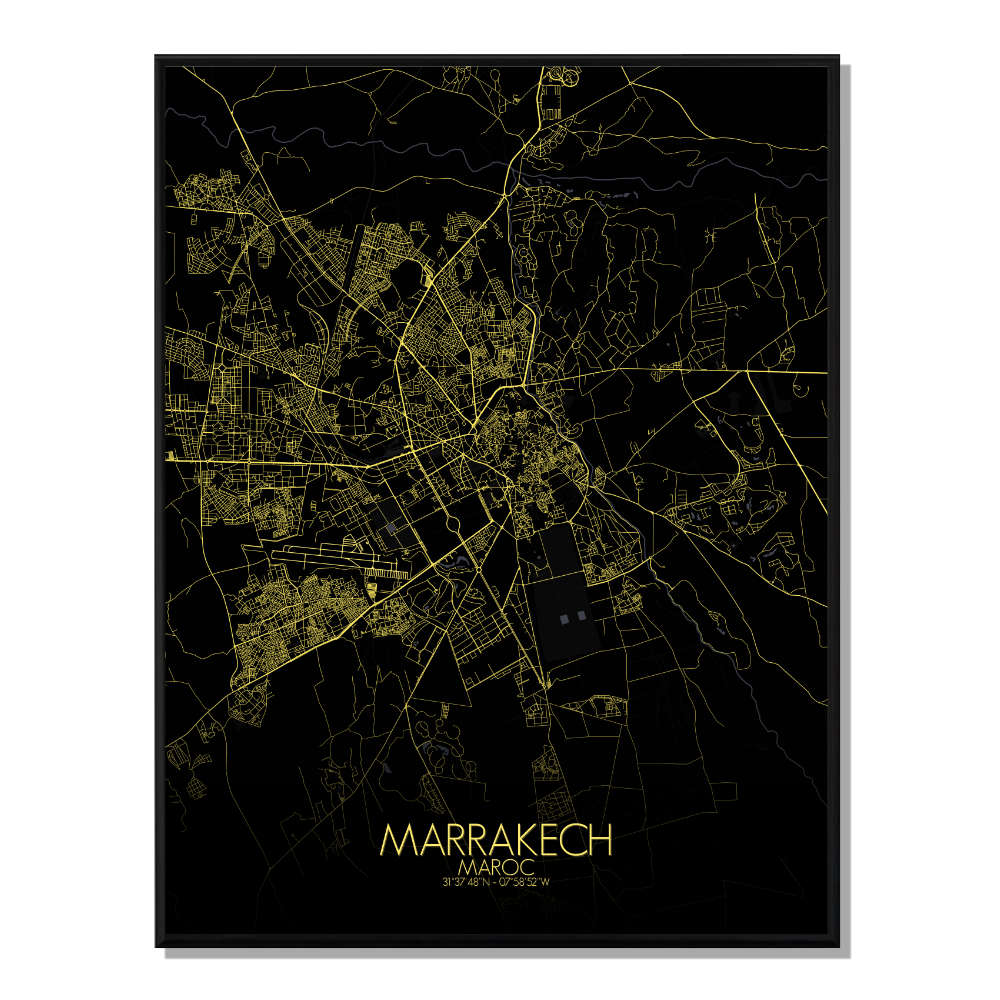 Marrakech carte ville city map nuit