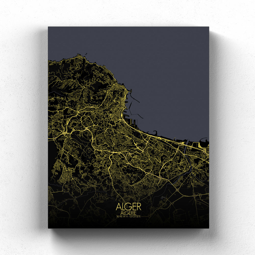 Alger sur toile city map nuit