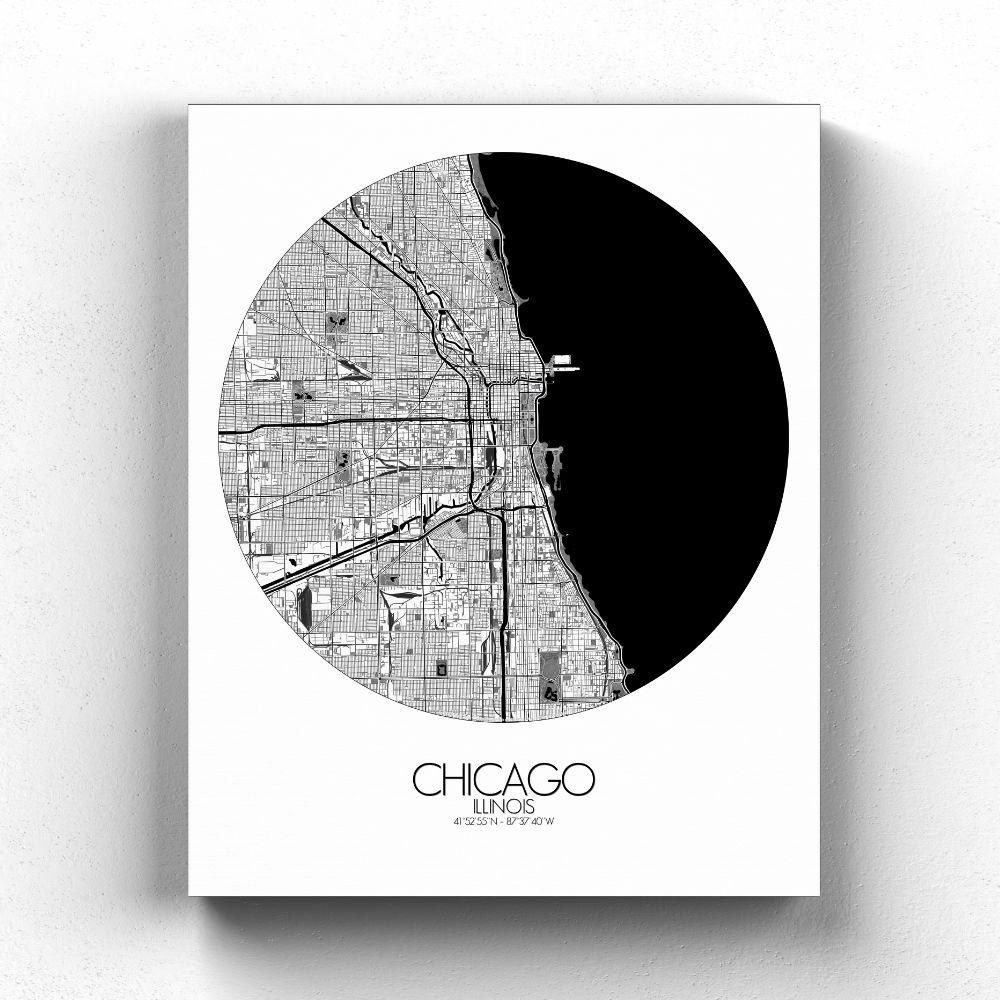 Chicago sur toile city map rond