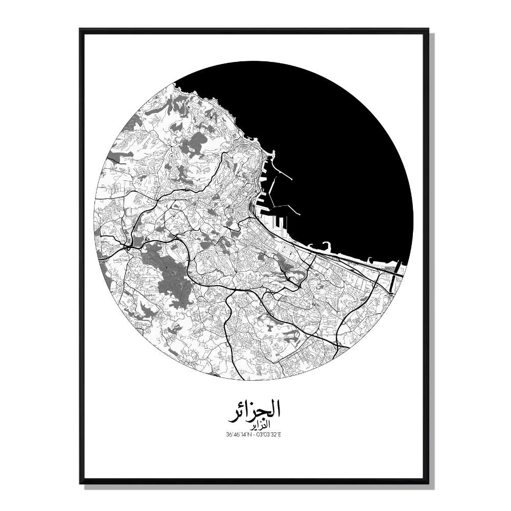 Alger carte ville city map rond