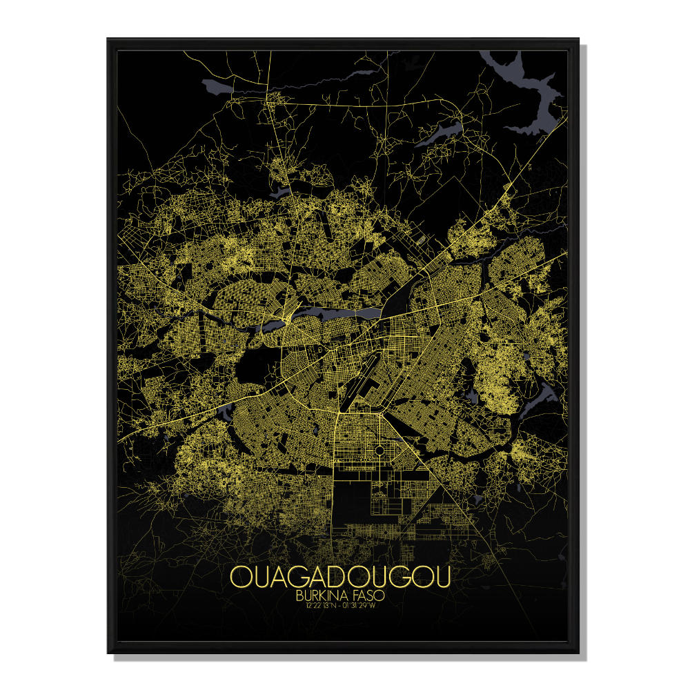 Ouagadougou carte ville city map nuit