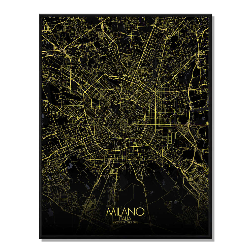 Milan carte ville city map nuit