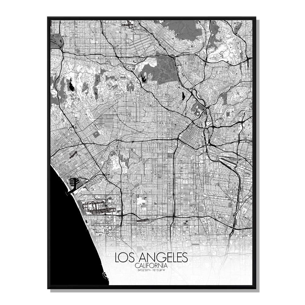 Losangeles carte ville city map n&b