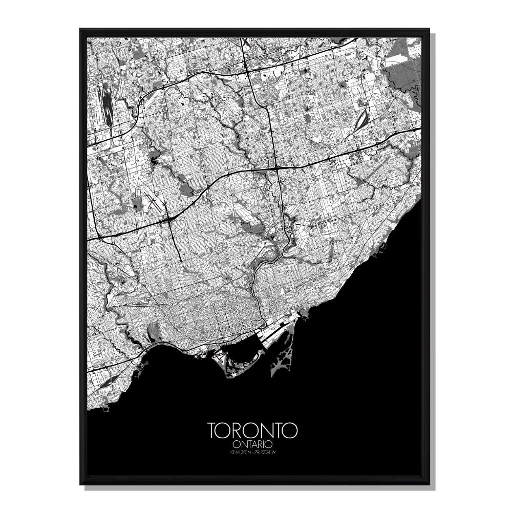 Toronto carte ville city map n&b