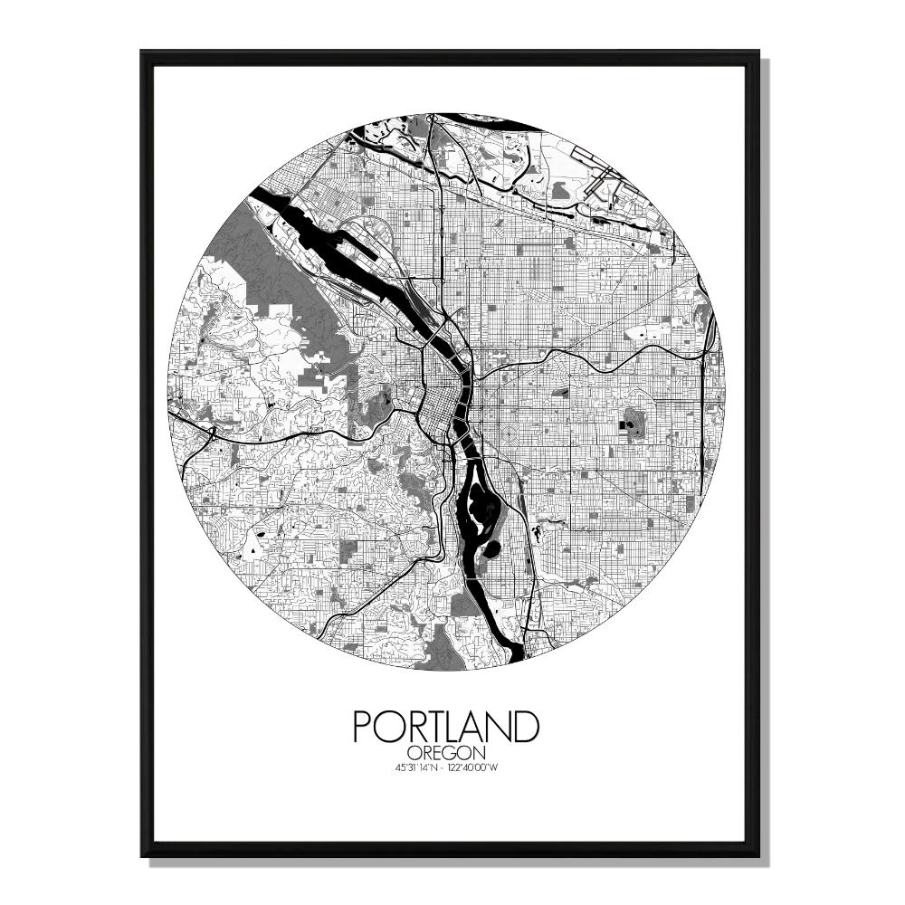 Portland carte ville city map rond