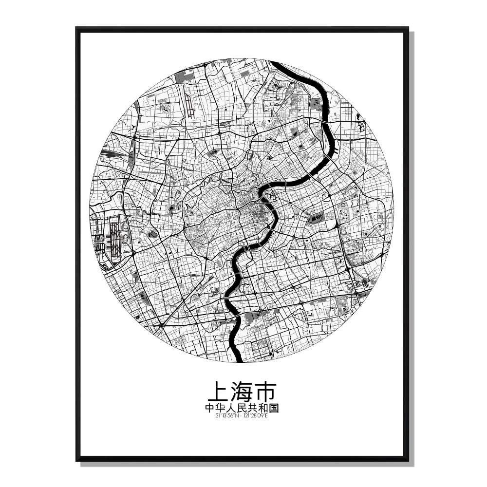 Shanghai carte ville city map rond