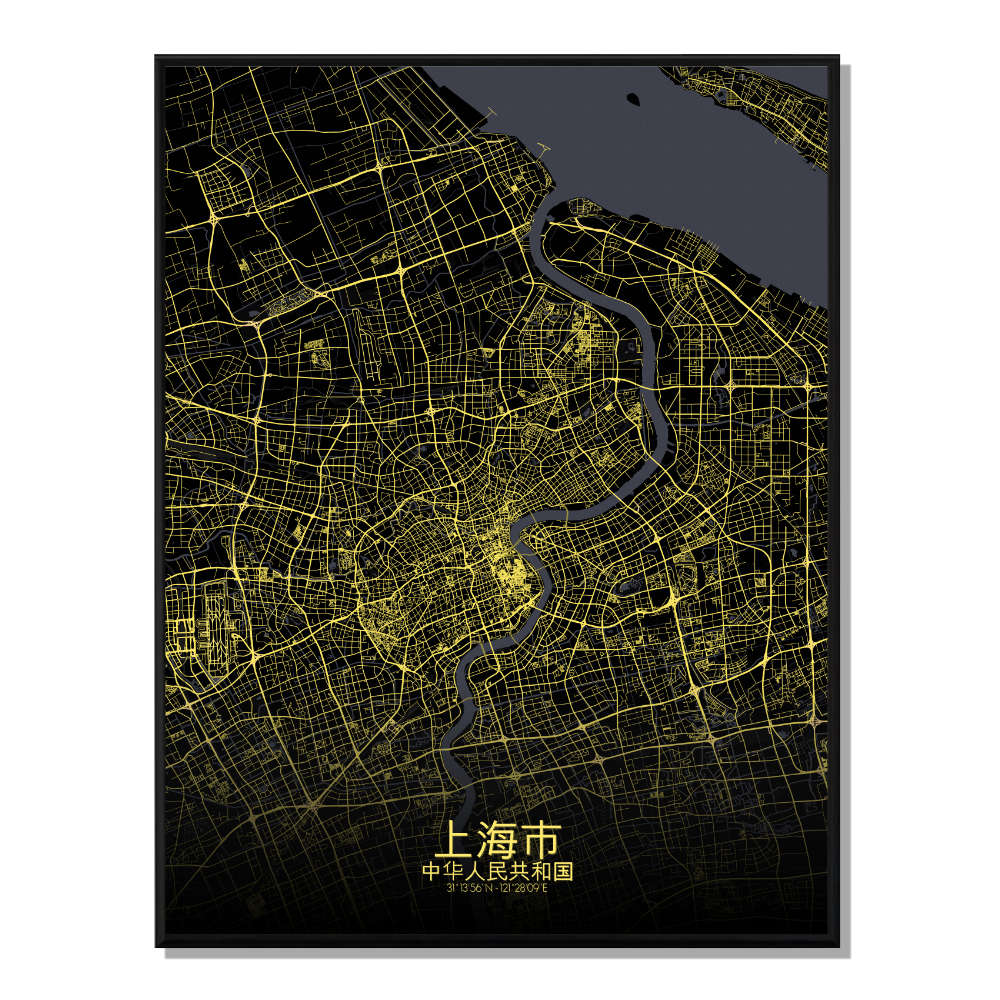 Shanghai carte ville city map nuit