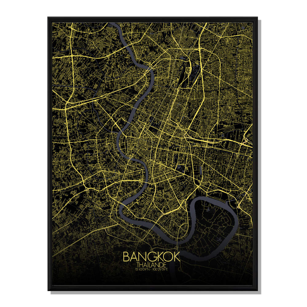 Bangkok carte ville city map nuit